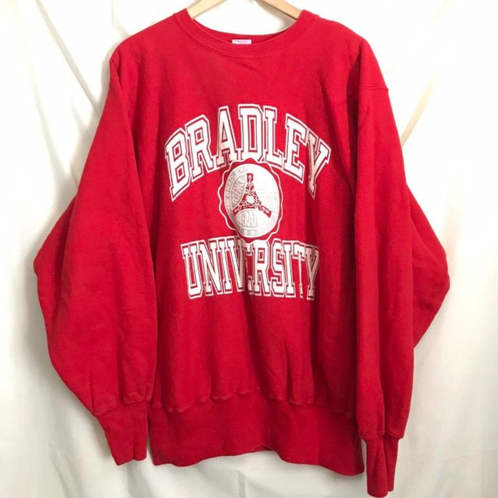 Red Bradley University Sweatshirt Ncaa College Crewneck Pullover Shirt 199